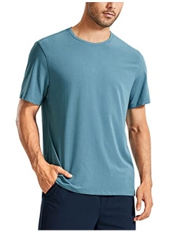 Men's Lightweight Pima Cotton Short Sleeve Athletic T-Shirts Workout Quick Dry Loose Fit Tees Undershirts