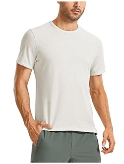 Men's Lightweight Pima Cotton Short Sleeve Athletic T-Shirts Workout Quick Dry Loose Fit Tees Undershirts