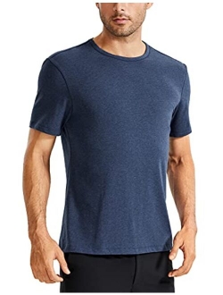 Men's Lightweight Pima Cotton Short Sleeve Athletic T-Shirts Workout Quick Dry Loose Fit Tees Undershirts