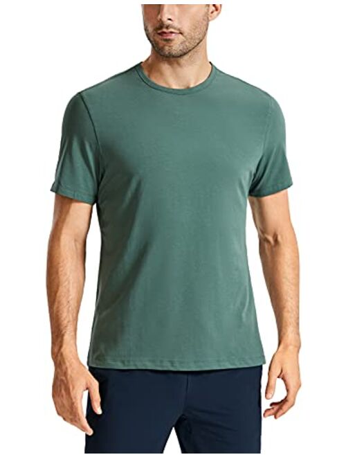 CRZ YOGA Men's Lightweight Pima Cotton Short Sleeve Athletic T-Shirts Workout Quick Dry Loose Fit Tees Undershirts