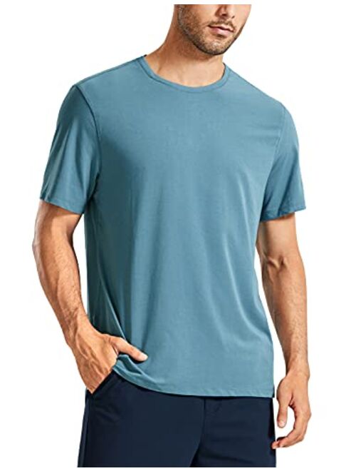 CRZ YOGA Men's Lightweight Pima Cotton Short Sleeve Athletic T-Shirts Workout Quick Dry Loose Fit Tees Undershirts