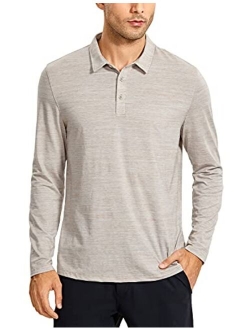 Men's Long Sleeve Golf Polo Shirts Quick Dry Athletic T-Shirts Moisture Wicking Gym Workout Tees