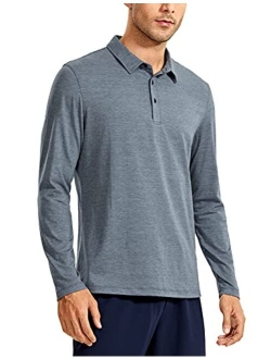 Men's Long Sleeve Golf Polo Shirts Quick Dry Athletic T-Shirts Moisture Wicking Gym Workout Tees