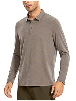 Men's Long Sleeve Golf Polo Shirts Quick Dry Athletic T-Shirts Moisture Wicking Gym Workout Tees