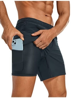 Men's 2 in 1 Gym Workout Shorts with Liner - 6'' Quick Dry Running Athletic Shorts with Zipper Pockets