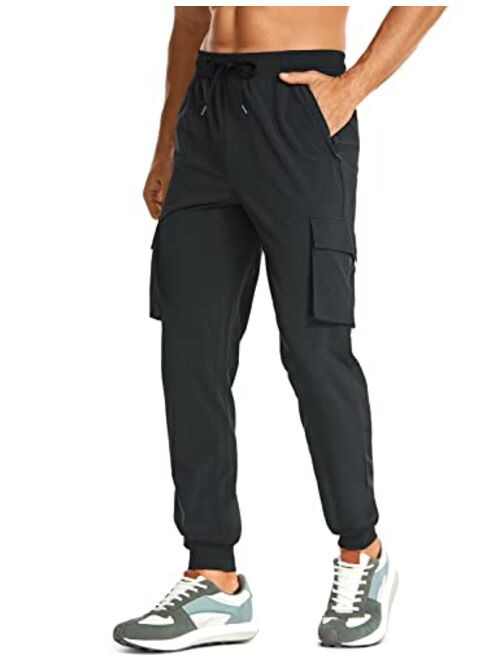 CRZ YOGA Men's Lightweight Cargo Joggers - 30" Quick Dry Hiking Athletic Pants Outdoor Street Causal Pants with Zip Pockets