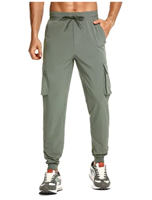 CRZ YOGA Men's Lightweight Cargo Joggers - 30" Quick Dry Hiking Athletic Pants Outdoor Street Causal Pants with Zip Pockets