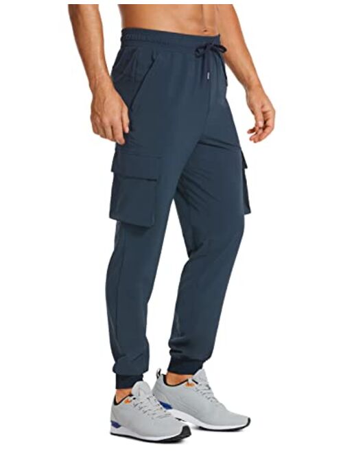 CRZ YOGA Men's Lightweight Cargo Joggers - 30" Quick Dry Hiking Athletic Pants Outdoor Street Causal Pants with Zip Pockets