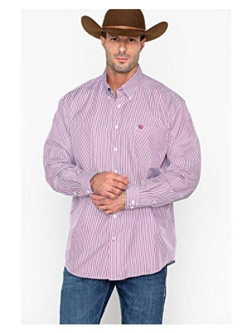 Cinch Men's Classic Fit Long Sleeve Button One Open Pocket Stripe Shirt