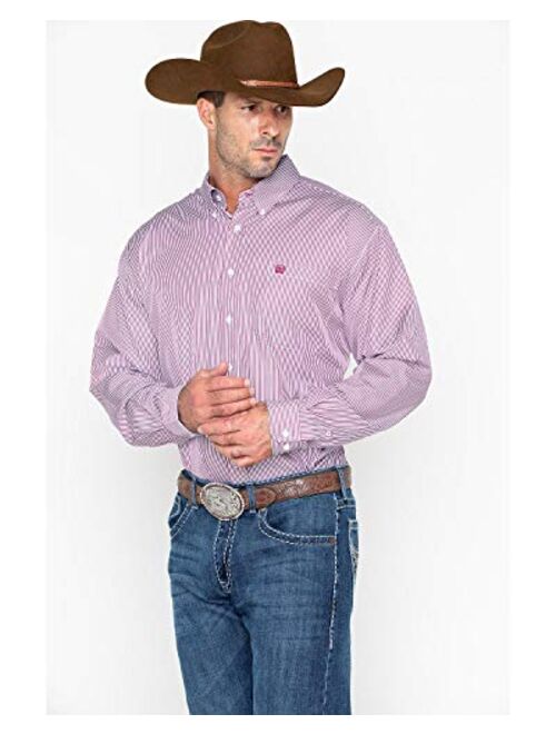 Cinch Men's Classic Fit Long Sleeve Button One Open Pocket Stripe Shirt