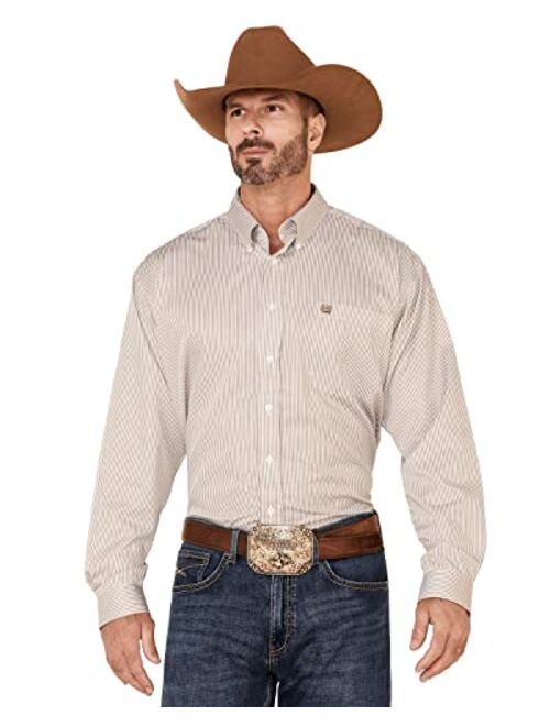 Cinch Men's Classic Fit Long Sleeve Button One Open Pocket Stripe Shirt