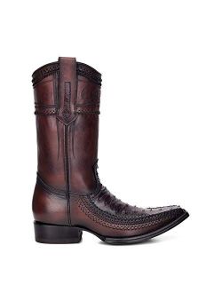 Men's Western Boot in Genuine Ostrich Leather and Bovine Leather