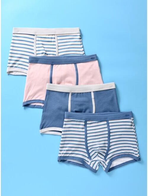 Shein Boys 4pack Striped Contrast Binding Boxer Brief