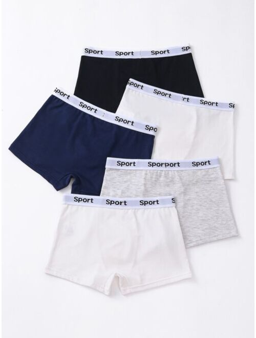 Shein Boys 5pcs Letter Tape Waist Boxer Brief