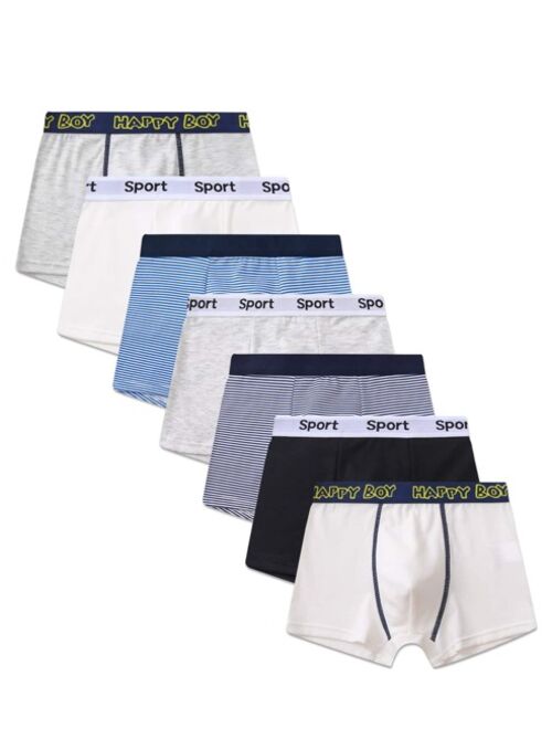 Shein Boys 7pcs Striped Print Letter Tape Waist Boxer Brief