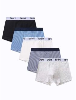 Boys 5pcs Letter Graphic Tape Boxer Brief