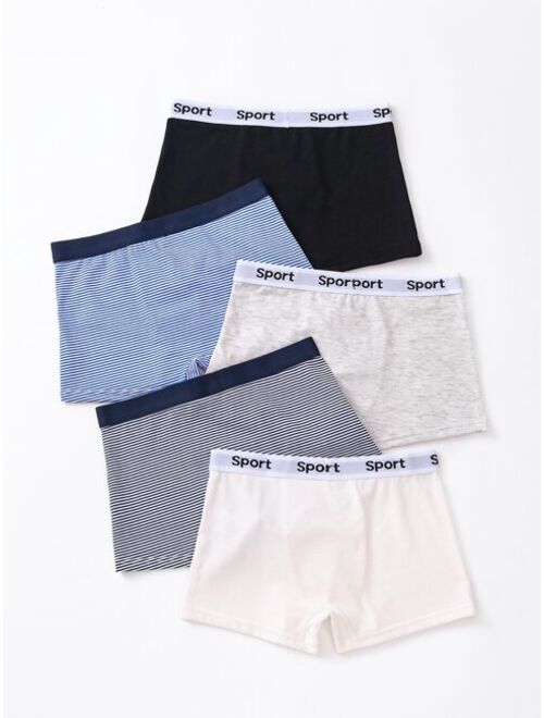 Shein Boys 5pcs Letter Graphic Tape Boxer Brief