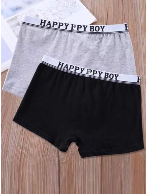 Shein Boys 2pcs Contrast Letter Tape Top stitching Boxer Brief