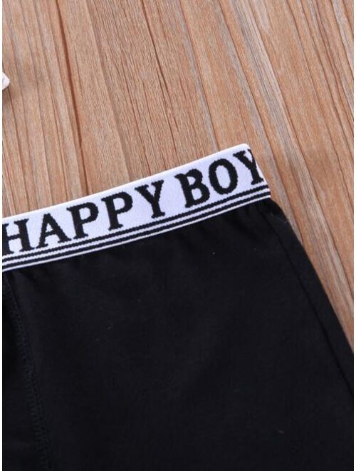 Shein Boys 2pcs Contrast Letter Tape Top stitching Boxer Brief