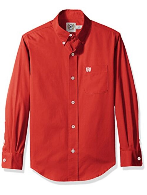 Cinch Boys' Big Classic Fit Long Sleeve Button One Open Pocket Solid