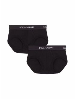KIDS pack of 2 logo-waistband boxer shorts