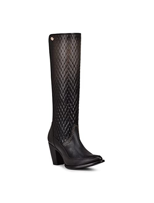 CUADRA Women's Tall Boot in Bovine Leather with Zipper Black