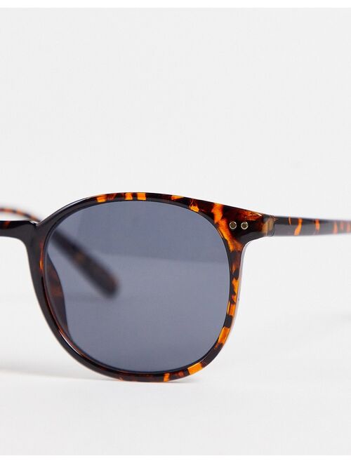 ASOS DESIGN square sunglasses in tortoiseshell recycled frame with smoke lens