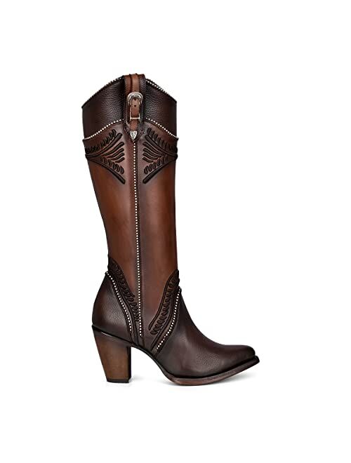 CUADRA Women's Tall Boot in Bovine Leather with Zipper Brown