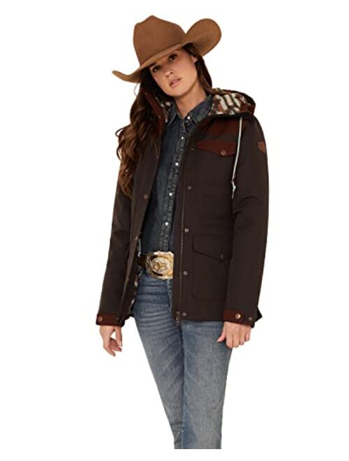 Cinch Women's Charcoal Color-Block Hooded Storm Flap Barn Coat