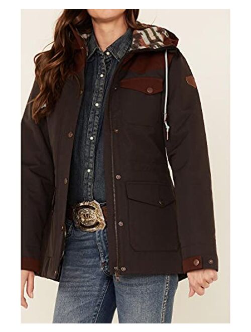 Cinch Women's Charcoal Color-Block Hooded Storm Flap Barn Coat