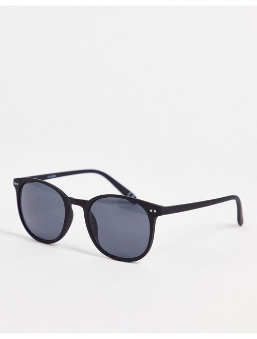 ASOS DESIGN retro square sunglasses in matte black plastic with smoke lens - BLACK