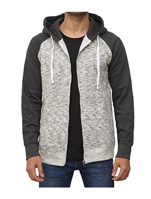 Decrum Raglan Zip Up Hoodie Men - Men's Fashion Comfy Fleece Sweatshirts Full Zipper Hoodies