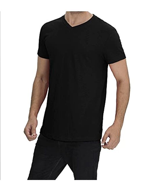 Decrum Plain Long Sleeve Shirt Men - Grey & Black Soft Cotton V Neck Full Sleeves Jersey