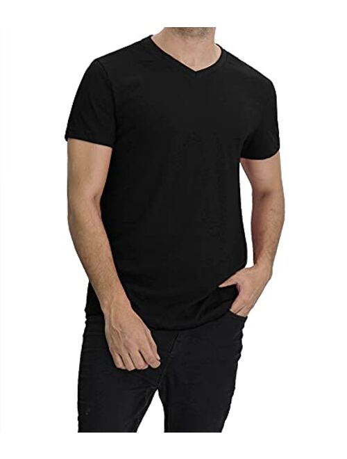 Decrum Plain Long Sleeve Shirt Men - Grey & Black Soft Cotton V Neck Full Sleeves Jersey