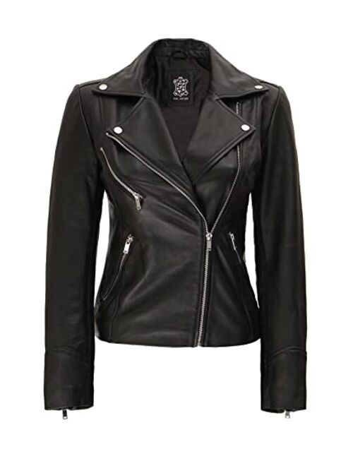 Decrum Asymmetrical Womens Leather Jacket - Real Lambskin Leather Jackets for Women