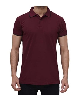 Polo t Shirts for Men - Casual Short Sleeve Tennis/Golf Tipped Collar Pique Knit Polo T Shirt