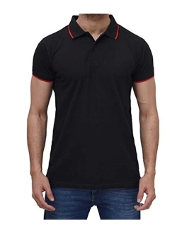 Polo t Shirts for Men - Casual Short Sleeve Tennis/Golf Tipped Collar Pique Knit Polo T Shirt