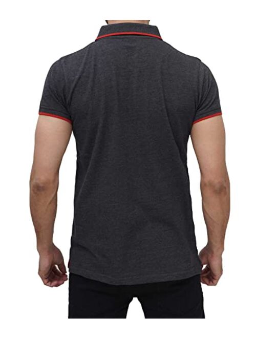 Decrum Polo t Shirts for Men - Casual Short Sleeve Tennis/Golf Tipped Collar Pique Knit Polo T Shirt