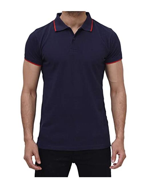 Decrum Polo t Shirts for Men - Casual Short Sleeve Tennis/Golf Tipped Collar Pique Knit Polo T Shirt