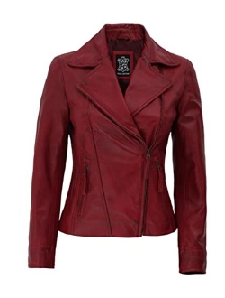 Leather Jackets For Women - Real Lambskin Biker Style Asymmetrical Leather Jacket