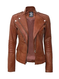 Leather Jackets For Women - Real Lambskin Biker Style Asymmetrical Leather Jacket