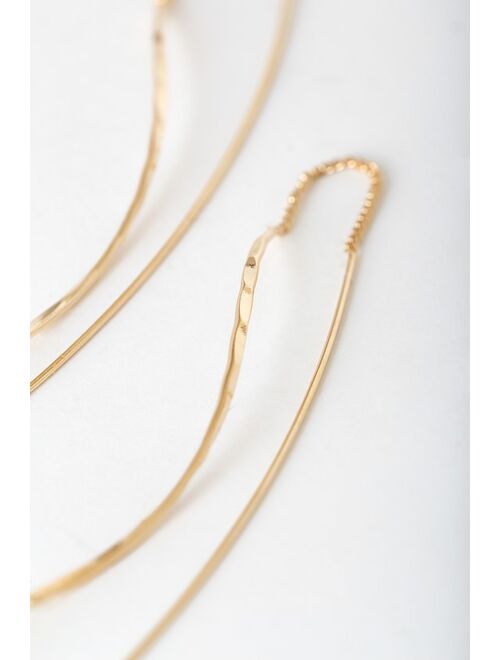 Lulus Thread Count Gold Threader Earrings