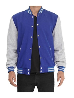 Mens Letterman jacket - Varsity Baseball Men Bomber Jackets With Grey Sleeves