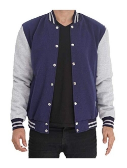 Mens Letterman jacket - Varsity Baseball Men Bomber Jackets With Grey Sleeves