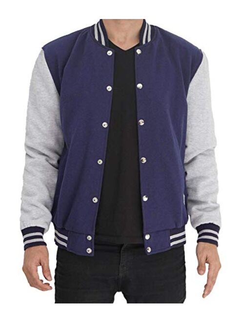 Decrum Mens Letterman jacket - Varsity Baseball Men Bomber Jackets With Grey Sleeves