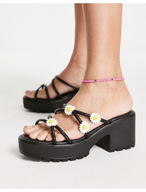 Koi Footwear Daisy strappy vegan-friendly sandals in black