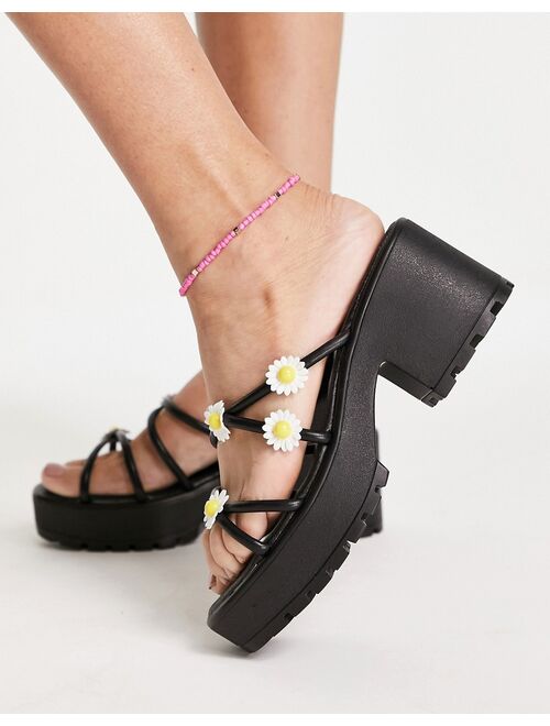 Koi Footwear Daisy strappy vegan-friendly sandals in black