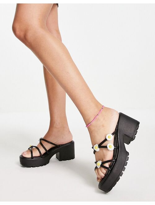 Koi Footwear Daisy strappy vegan-friendly sandals in black