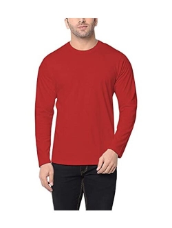 Mens Long Sleeve Shirts - Soft Casual Round Neck Full Sleeves Ringer Tees