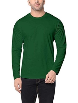 Mens Long Sleeve Shirts - Soft Casual Round Neck Full Sleeves Ringer Tees